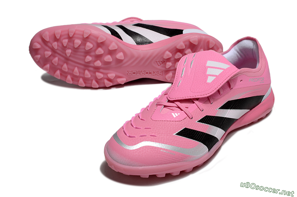 Men's Adidas Predator 25 Elite Foldover Tongue TF Football Shoes - Pink/Silver/Black 3