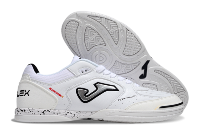 Men's Joma Top Flex IC Football Shoes - White/Silver/Black