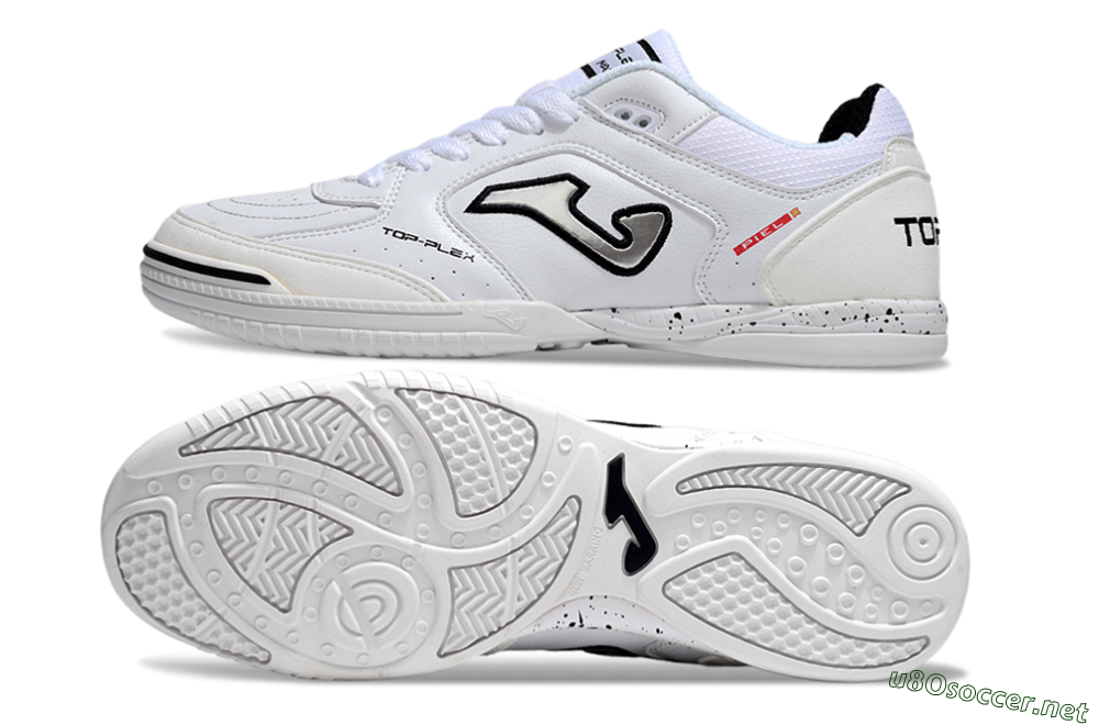 Men's Joma Top Flex IC Football Shoes - White/Silver/Black 1