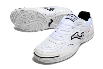 Men's Joma Top Flex IC Football Shoes - White/Silver/Black
