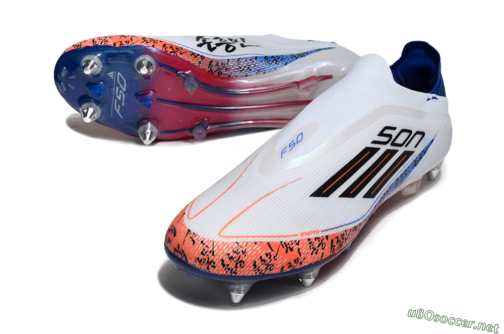 Men's Adidas F50 Elite Laceless SG Football Boots - White/Red/Blue 3