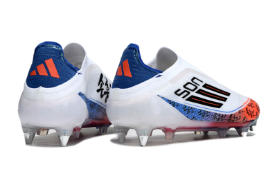 Men's Adidas F50 Elite Laceless SG Football Boots - White/Red/Blue