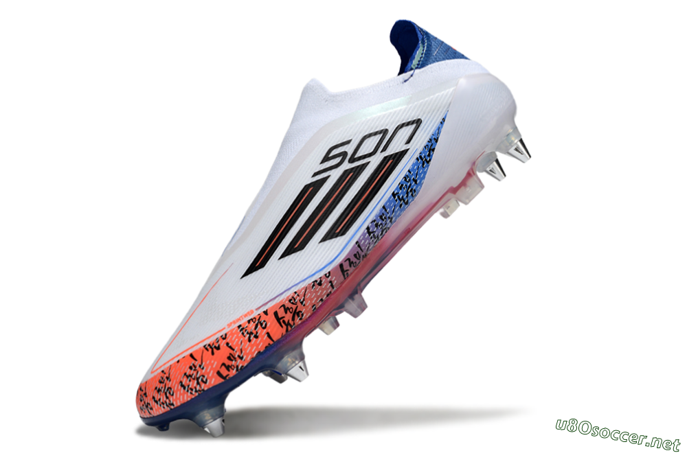 Men's Adidas F50 Elite Laceless SG Football Boots - White/Red/Blue 5