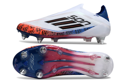Men's Adidas F50 Elite Laceless SG Football Boots - White/Red/Blue