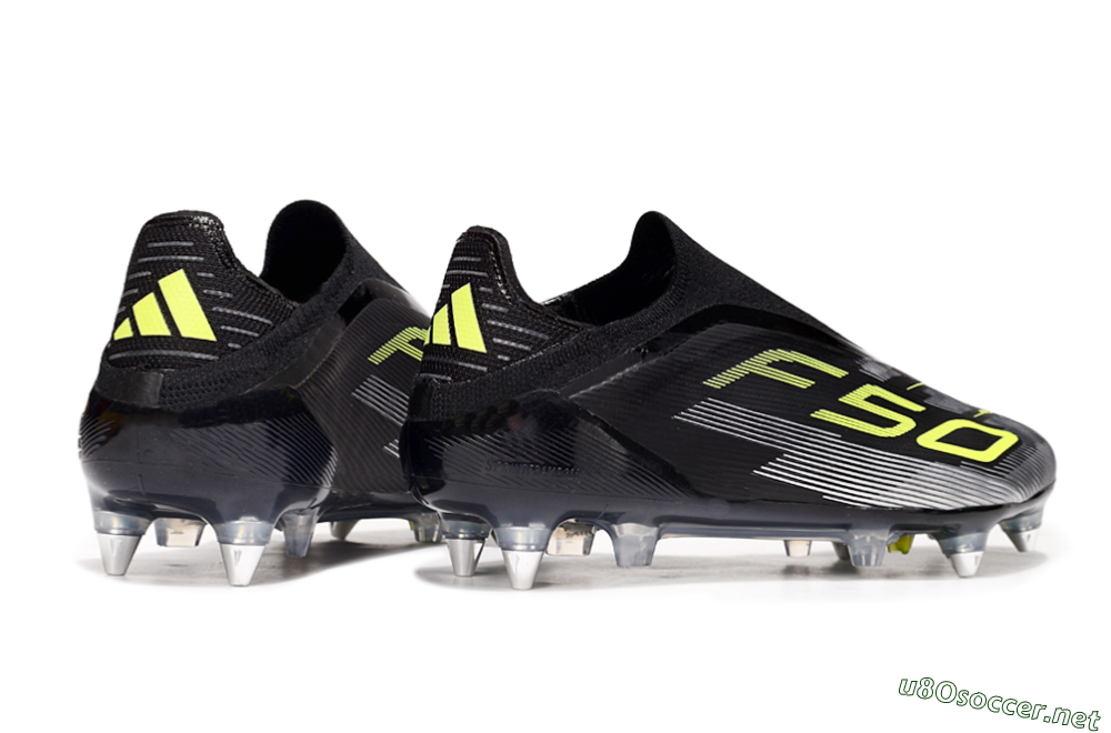 Men's Adidas F50 Elite Laceless SG Football Boots - Black/Silver/Yellow 6