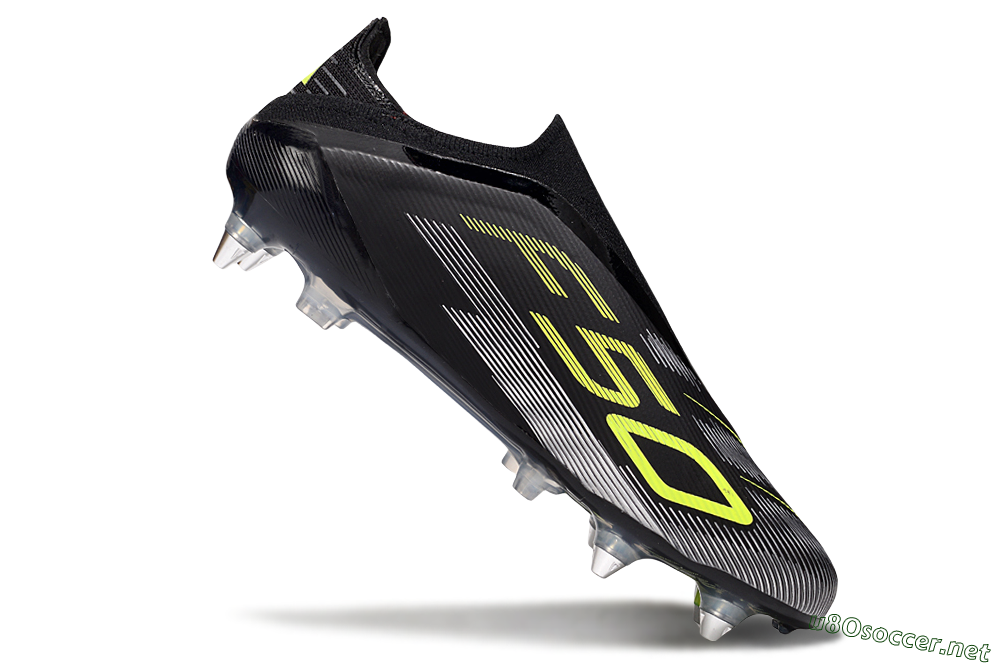 Men's Adidas F50 Elite Laceless SG Football Boots - Black/Silver/Yellow 4