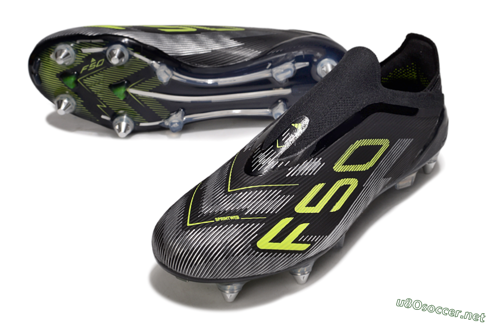 Men's Adidas F50 Elite Laceless SG Football Boots - Black/Silver/Yellow 3