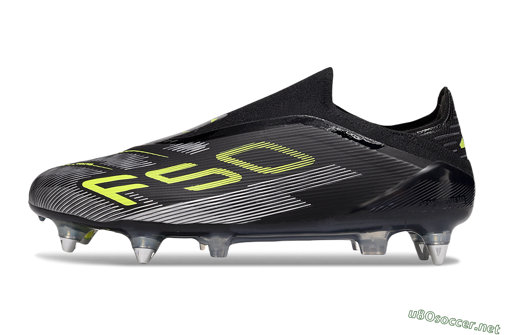 Men's Adidas F50 Elite Laceless SG Football Boots - Black/Silver/Yellow 0