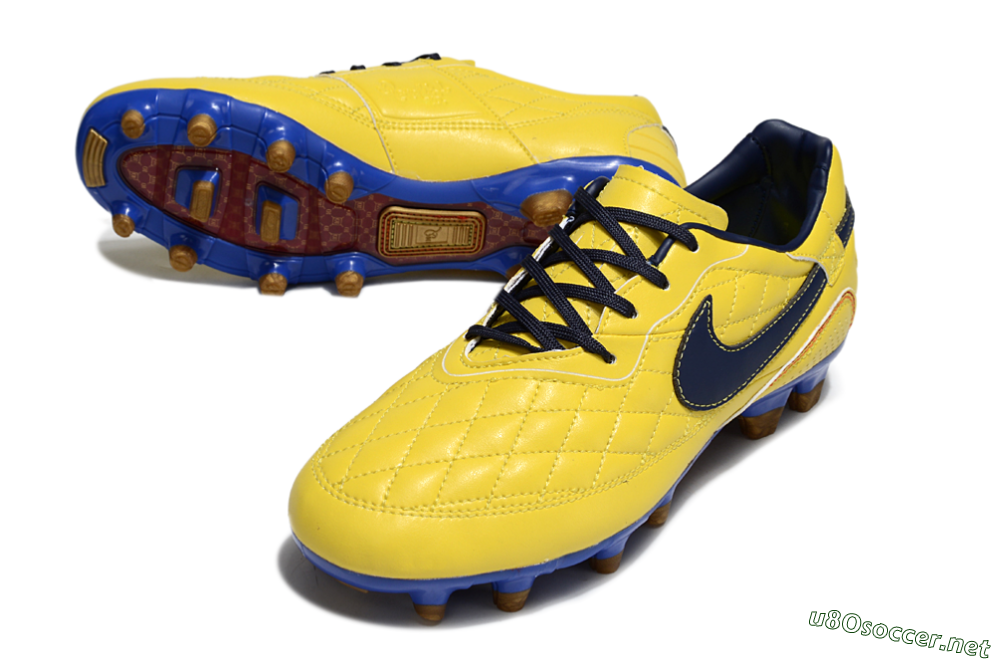 Men's Nike Tiempo Legend R10 Elite FG Football Boots - Yellow/Black/Blue 3