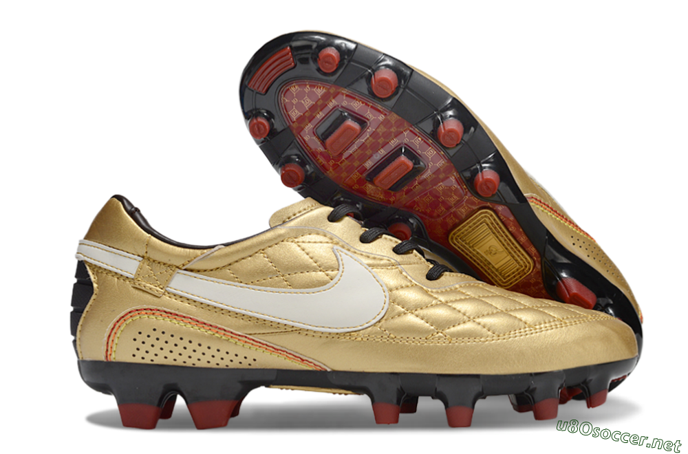 Men's Nike Tiempo Legend R10 Elite FG Football Boots - Gold/White/Red 2