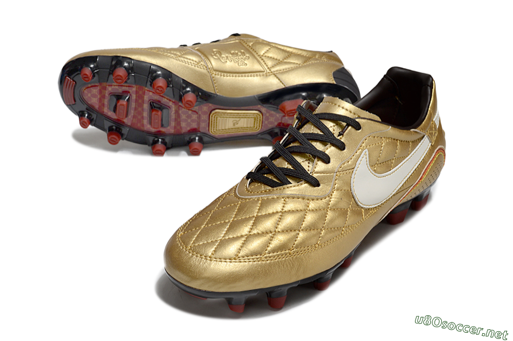 Men's Nike Tiempo Legend R10 Elite FG Football Boots - Gold/White/Red 3
