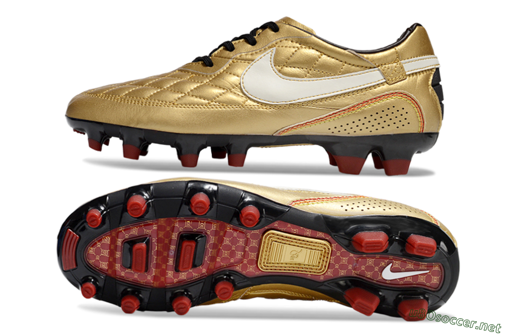 Men's Nike Tiempo Legend R10 Elite FG Football Boots - Gold/White/Red 1