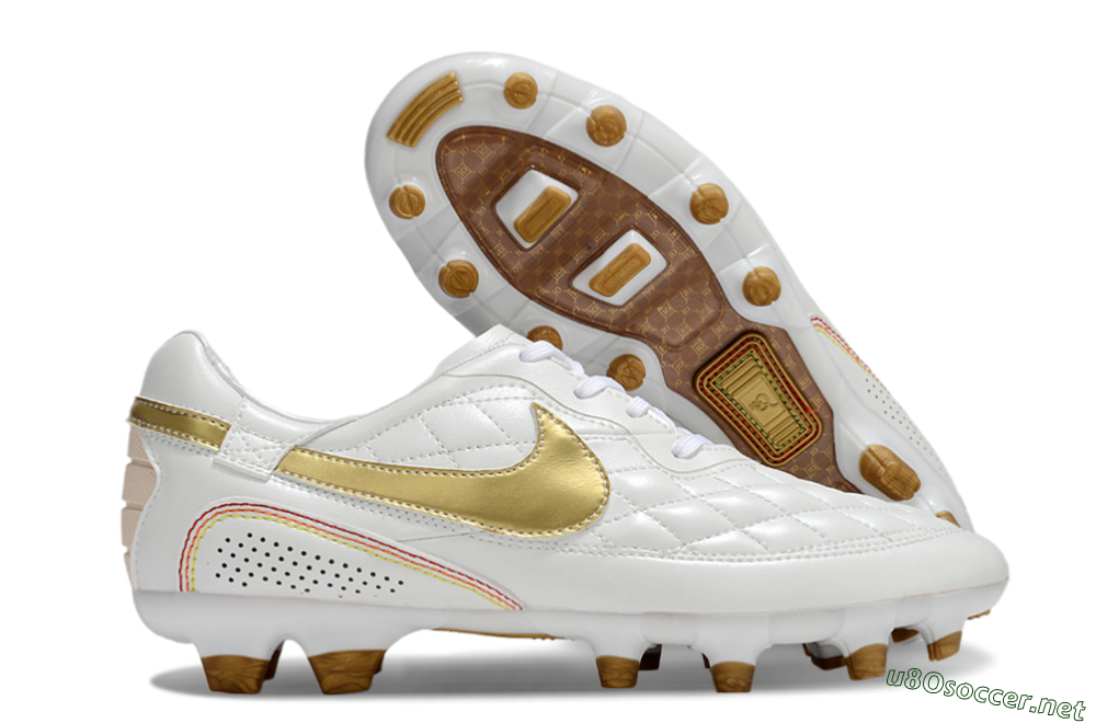 Men's Nike Tiempo Legend R10 Elite FG Football Boots - White/Gold/Red 2