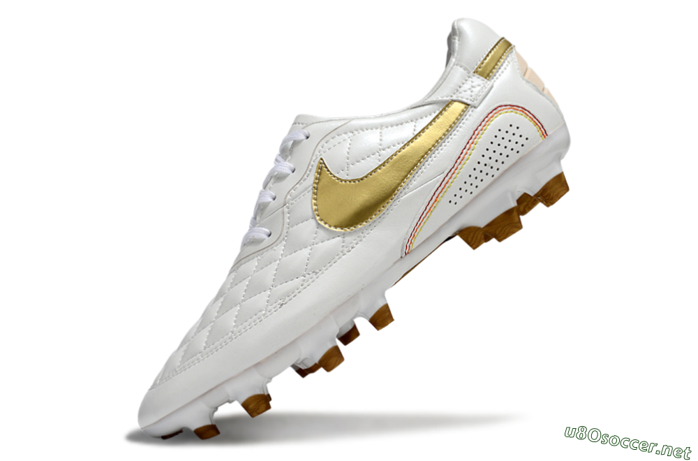 Men's Nike Tiempo Legend R10 Elite FG Football Boots - White/Gold/Red 5