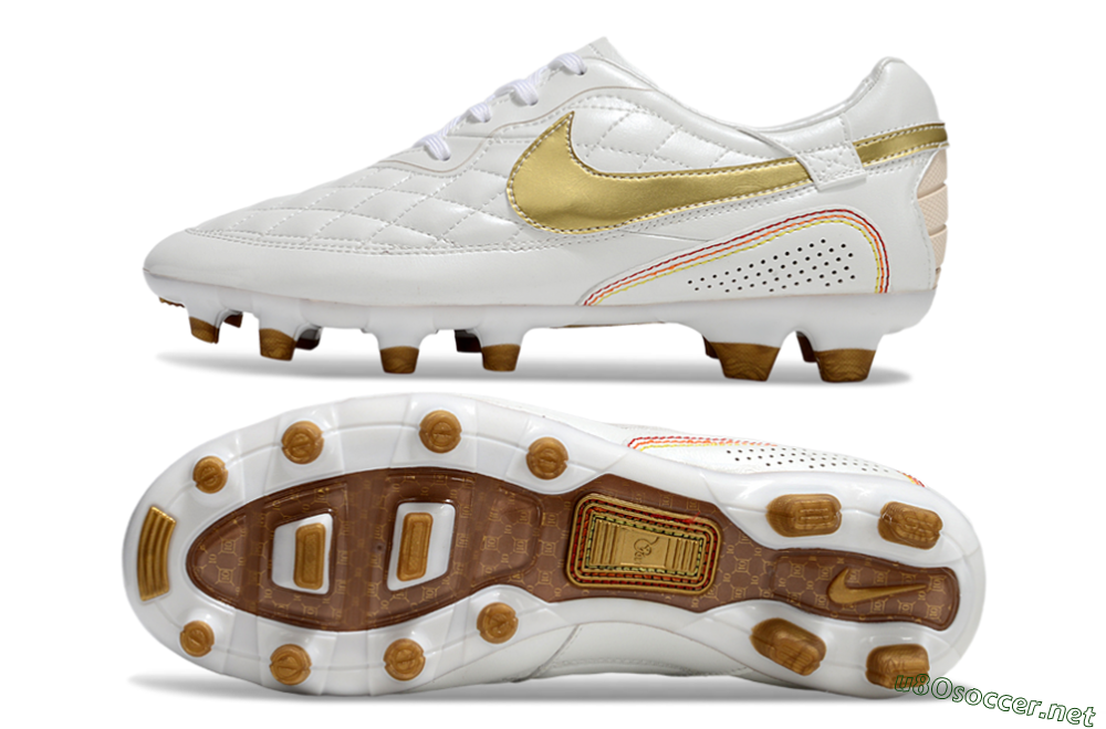 Men's Nike Tiempo Legend R10 Elite FG Football Boots - White/Gold/Red 1