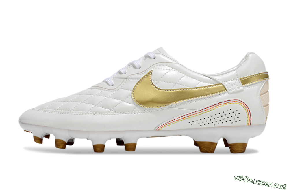 Men's Nike Tiempo Legend R10 Elite FG Football Boots - White/Gold/Red 0