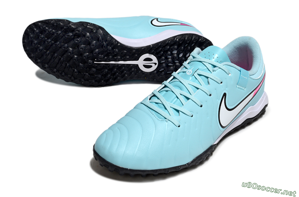 Men's Nike Tiempo Legend 10 Academy TF Football Shoes - Jade/White/Pink 3