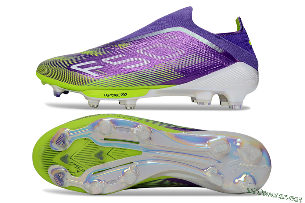 Unisex Adidas F50+ Lightstrike Pro Laceless FG Football Boots - Purple/Yellow/White 1
