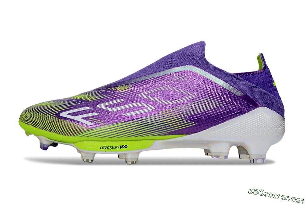 Unisex Adidas F50+ Lightstrike Pro Laceless FG Football Boots - Purple/Yellow/White 0