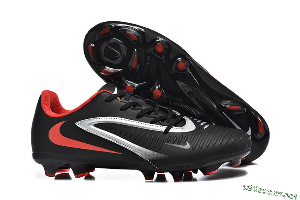 Men's Nike Phantom 6 Elite FG Football Boots - Black/Silver/Red 2