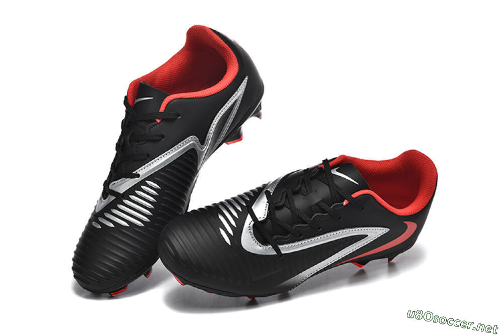 Men's Nike Phantom 6 Elite FG Football Boots - Black/Silver/Red 6