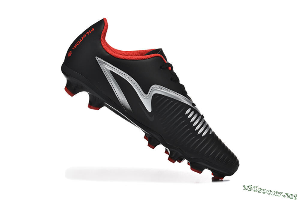Men's Nike Phantom 6 Elite FG Football Boots - Black/Silver/Red 7