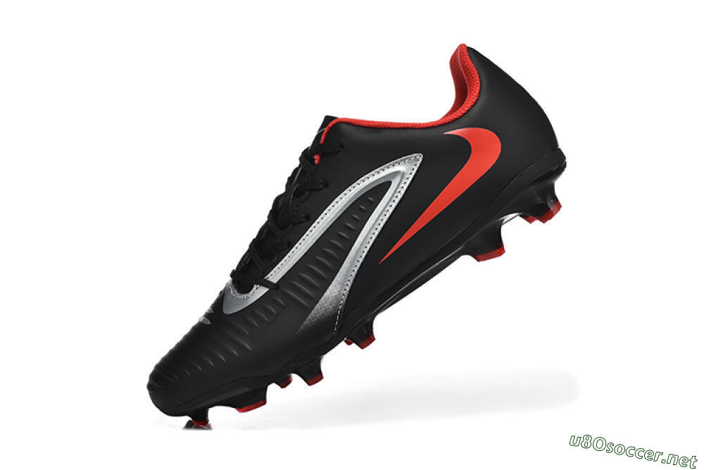 Men's Nike Phantom 6 Elite FG Football Boots - Black/Silver/Red 8