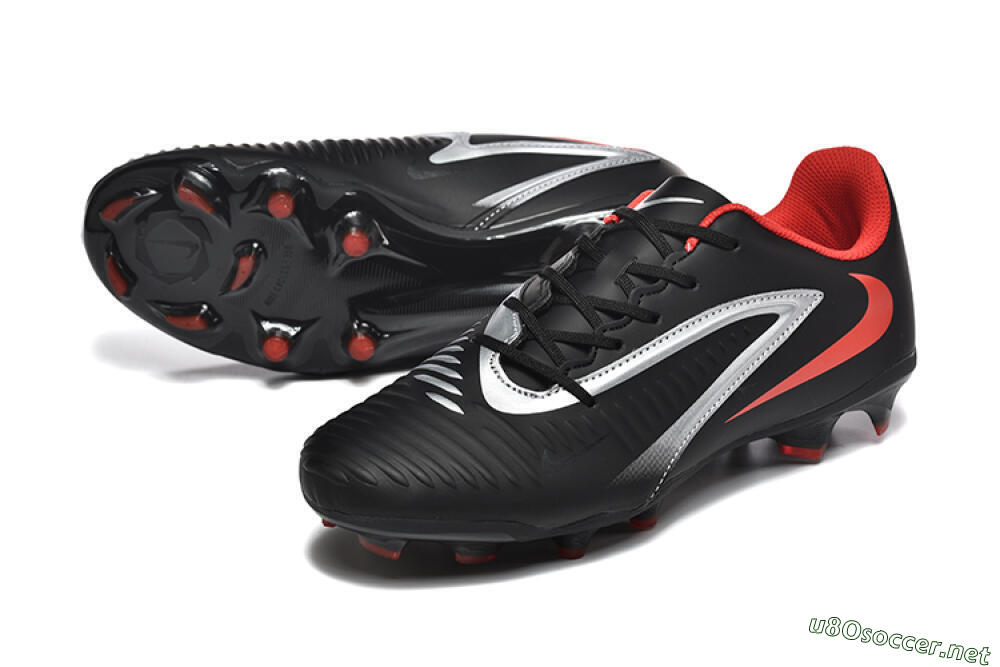 Men's Nike Phantom 6 Elite FG Football Boots - Black/Silver/Red 3