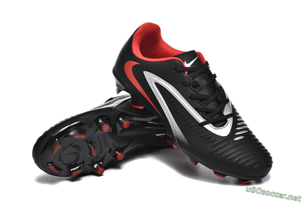 Men's Nike Phantom 6 Elite FG Football Boots - Black/Silver/Red 4