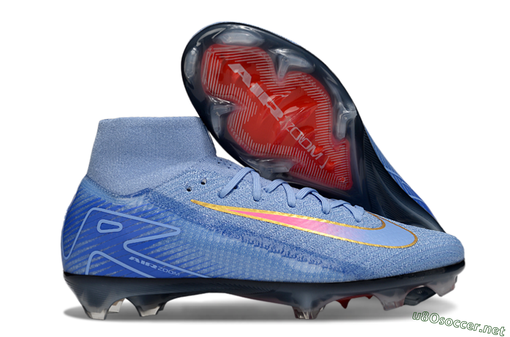 Unisex Nike Air Zoom Mercurial Superfly 10 Elite FG Football Boots - Blue/Pink/Gold 2