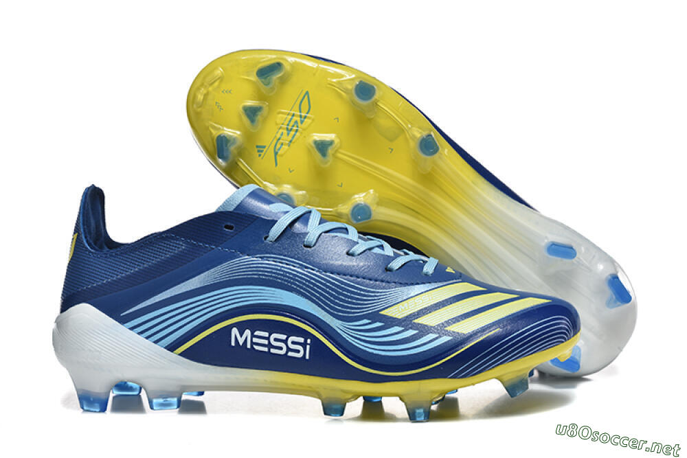 Men's Messi x Adidas F50 Elite FG Football Boots - Blue/Jade/Yellow 2