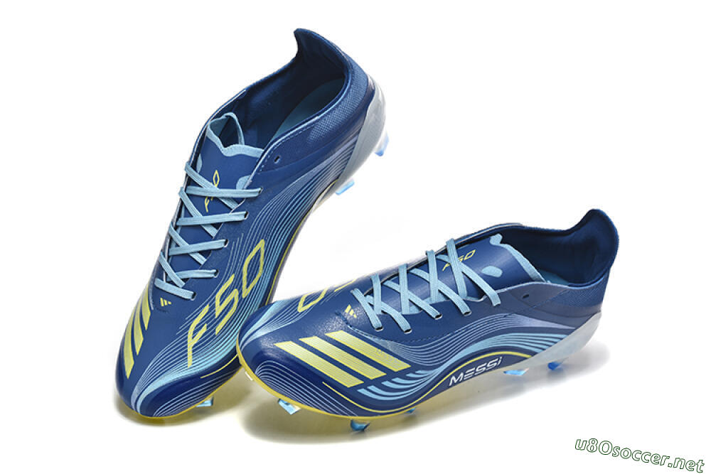 Men's Messi x Adidas F50 Elite FG Football Boots - Blue/Jade/Yellow 6