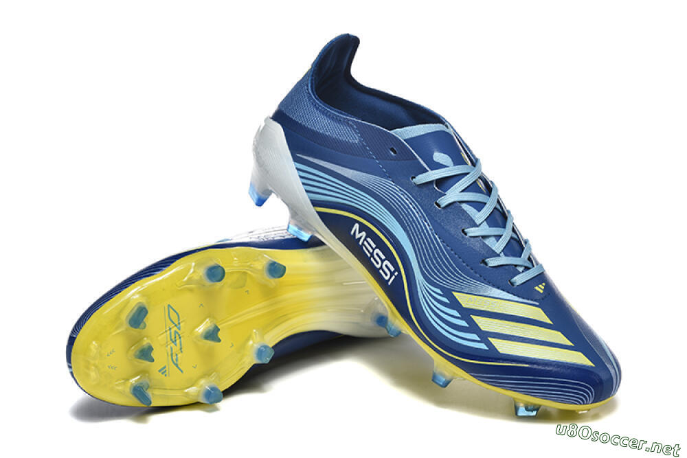 Men's Messi x Adidas F50 Elite FG Football Boots - Blue/Jade/Yellow 4