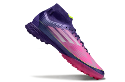 Men's Adidas F50+ Elite Mid TF Football Shoes - Pink/Yellow/Purple