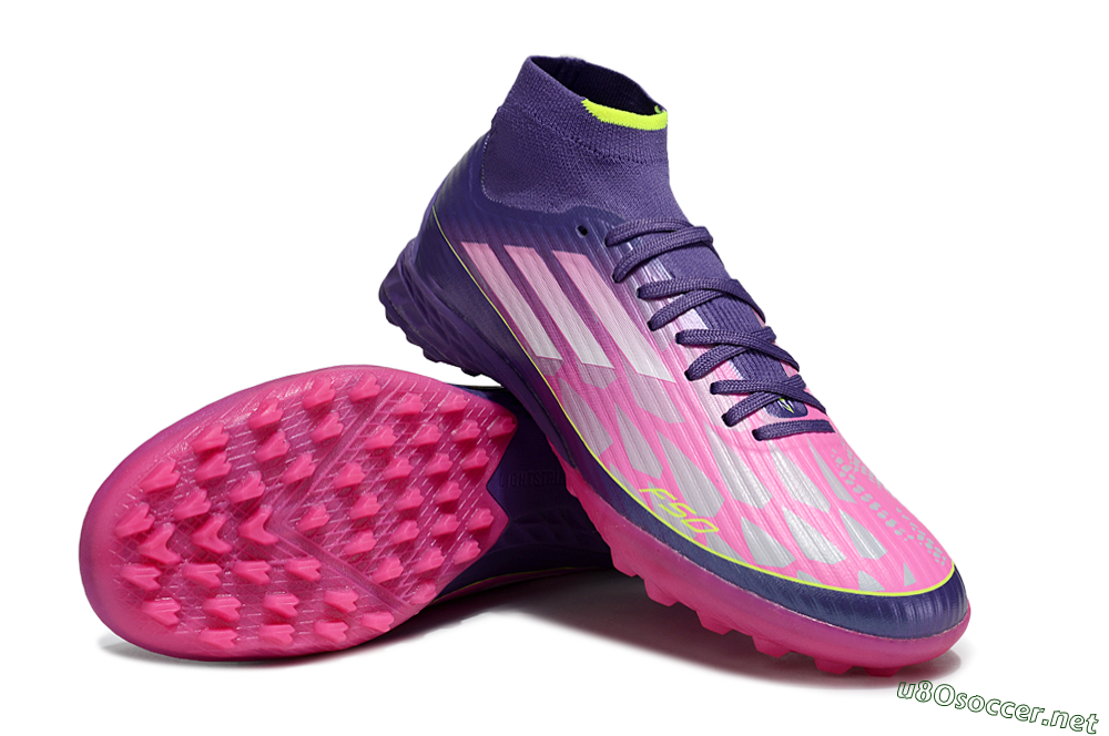 Men's Adidas F50+ Elite Mid TF Football Shoes - Pink/Yellow/Purple 3