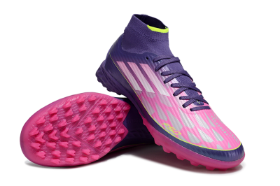 Men's Adidas F50+ Elite Mid TF Football Shoes - Pink/Yellow/Purple