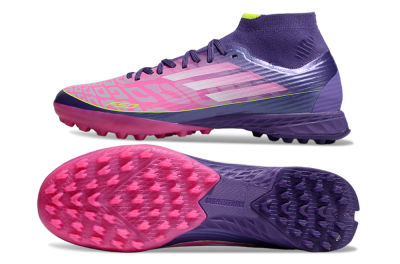 Men's Adidas F50+ Elite Mid TF Football Shoes - Pink/Yellow/Purple