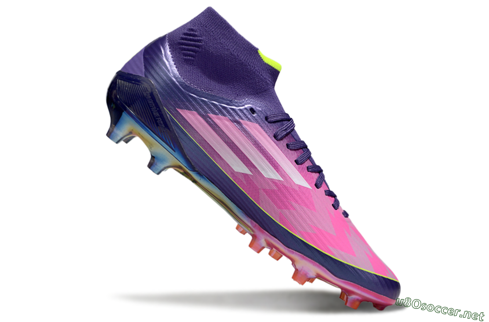 Men's Adidas F50+ Elite Mid FG Football Boots - Pink/Yellow/Purple 4