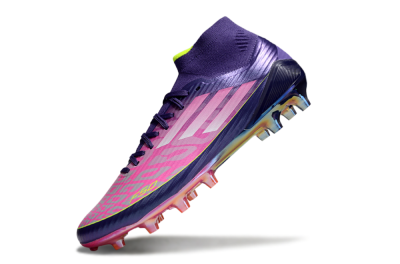 Men's Adidas F50+ Elite Mid FG Football Boots - Pink/Yellow/Purple
