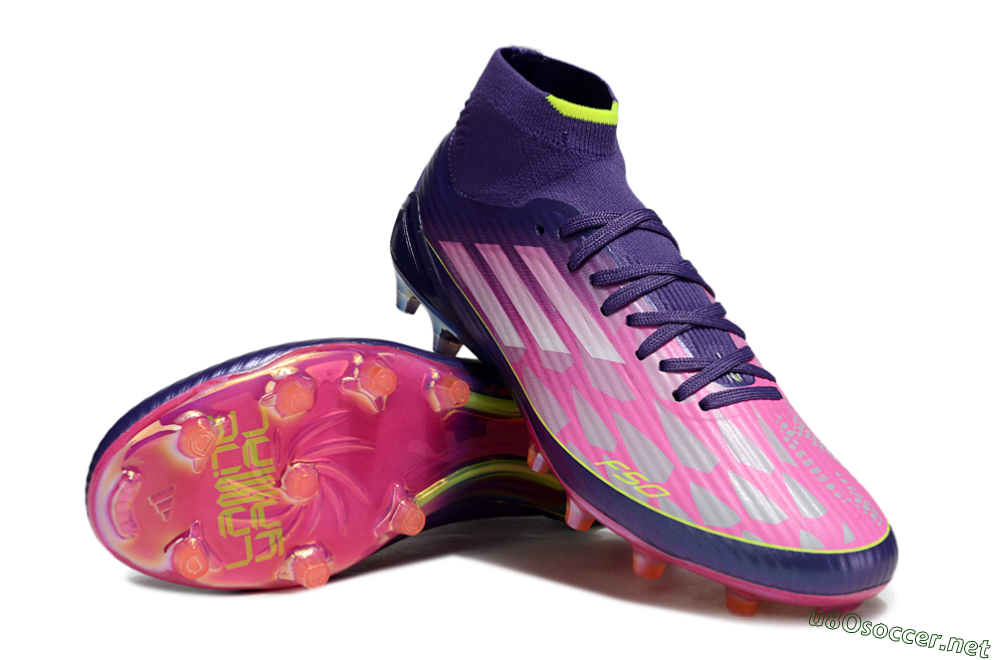 Men's Adidas F50+ Elite Mid FG Football Boots - Pink/Yellow/Purple 3