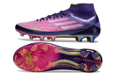 Men's Adidas F50+ Elite Mid FG Football Boots - Pink/Yellow/Purple