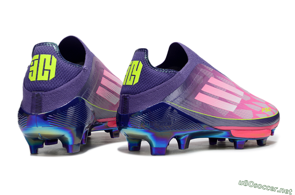Men's Adidas F50+ Lightstrike Pro Laceless FG Football Boots - Pink/Yellow/Purple 6