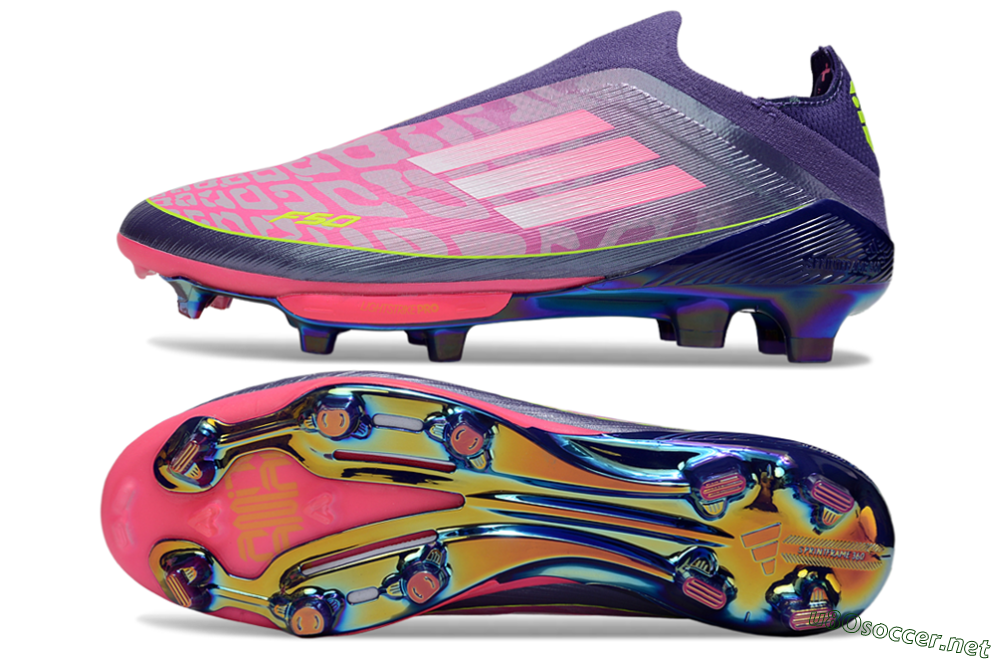 Men's Adidas F50+ Lightstrike Pro Laceless FG Football Boots - Pink/Yellow/Purple 1