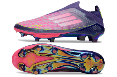 Men's Adidas F50+ Lightstrike Pro Laceless FG Football Boots - Pink/Yellow/Purple