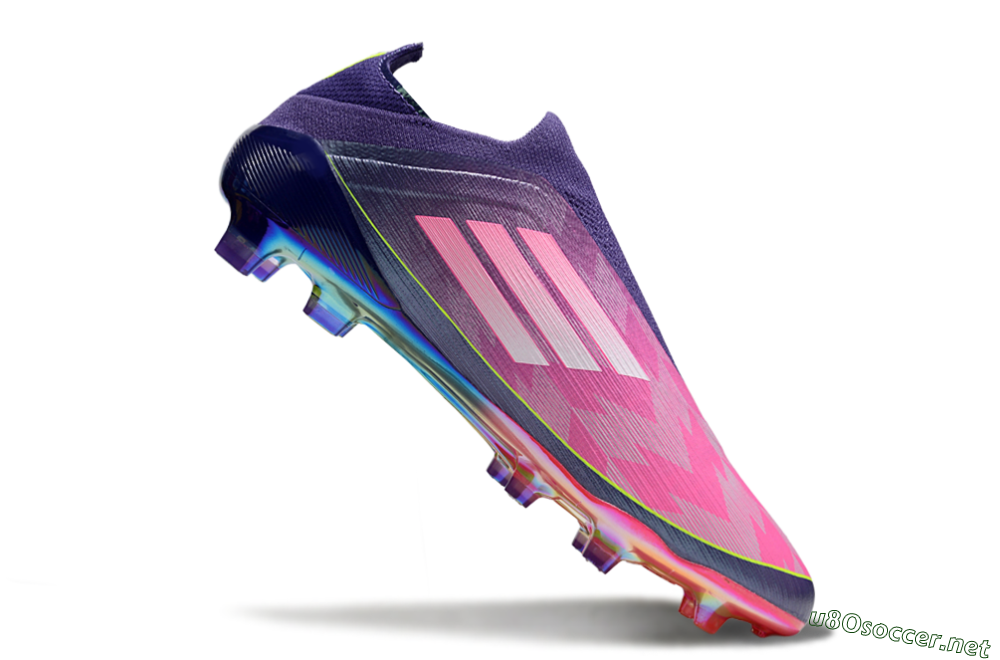 Men's Adidas F50+ Elite Laceless FG Football Boots - Pink/Yellow/Purple 4