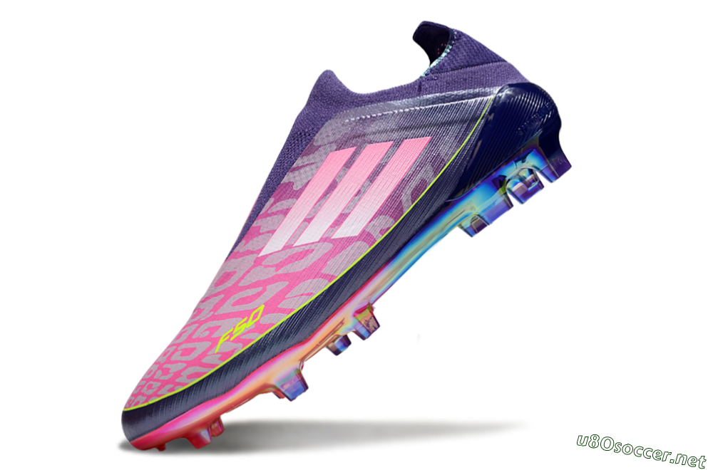 Men's Adidas F50+ Elite Laceless FG Football Boots - Pink/Yellow/Purple 5