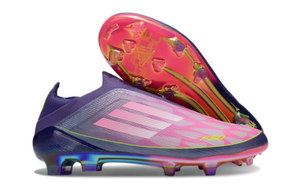 Men's Adidas F50+ Elite Laceless FG Football Boots - Pink/Yellow/Purple