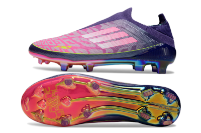Men's Adidas F50+ Elite Laceless FG Football Boots - Pink/Yellow/Purple