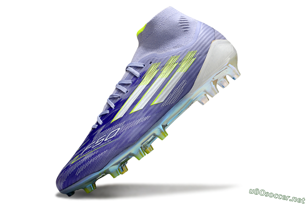 Men's Adidas F50+ Elite Mid FG Football Boots - Blue/Silver/Yellow 5