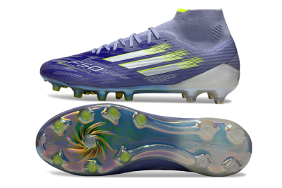 Men's Adidas F50+ Elite Mid FG Football Boots - Blue/Silver/Yellow